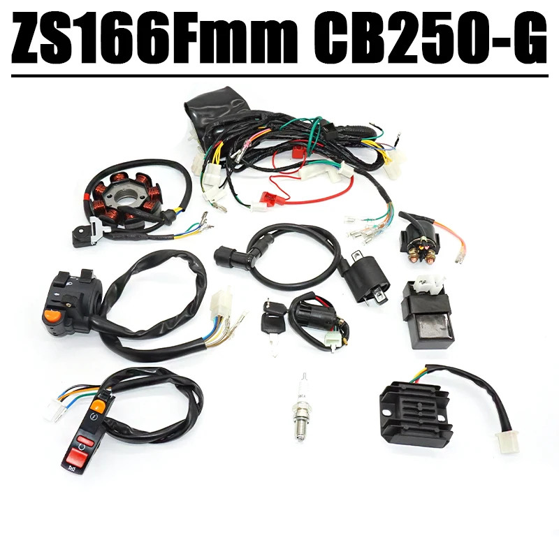 Motorcycle Engine Parts Complete Spark Plug Igniter Rectifier Coil Switch Wire Harness ZS166FMM CB2
