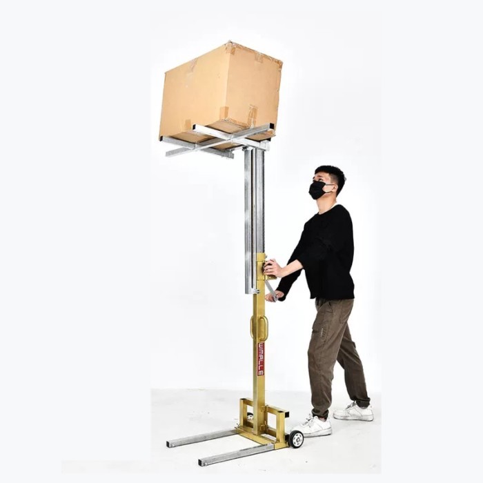 Hand Stacker Wire Rope Winch Light Manual Loading and Unloading Forklift Bearing 80KG Warehouse Log