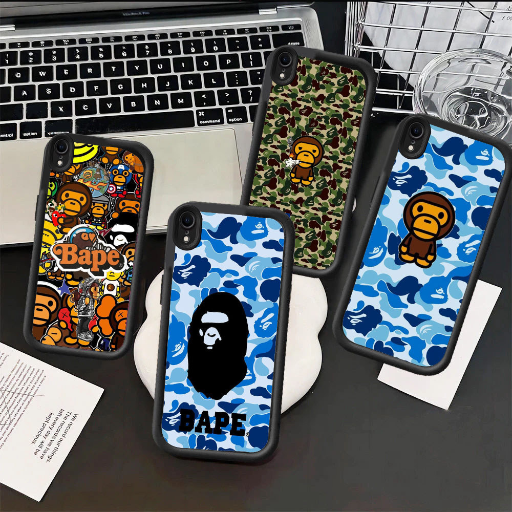 VK4 bape เคสสําหรับเคสซิลิโคนอ่อนนุ่ม iPhone XS 14 15 12 13 Pro Max วัสดุ TPU