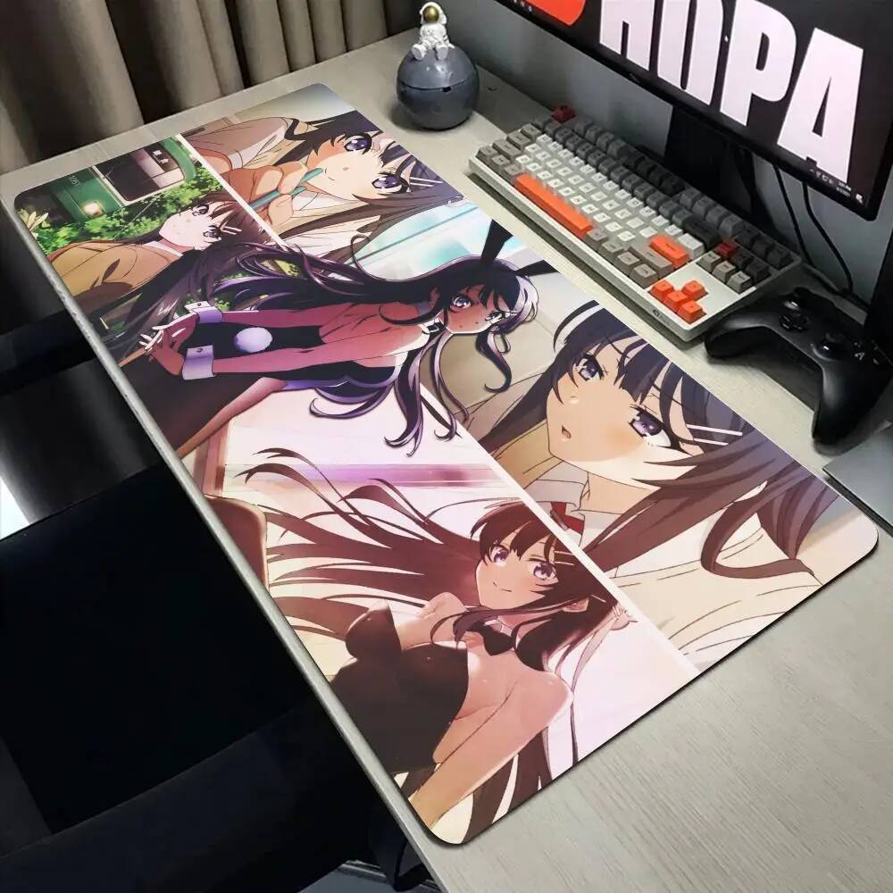 สาวกระต่าย Sakurajima Mai แผ่นรองเมาส์โต๊ะแผ่นรองเมาส์น่ารัก HD โต๊ะ Pad ขยายคีย์บอร์ดเกมขนาดใหญ่ XX