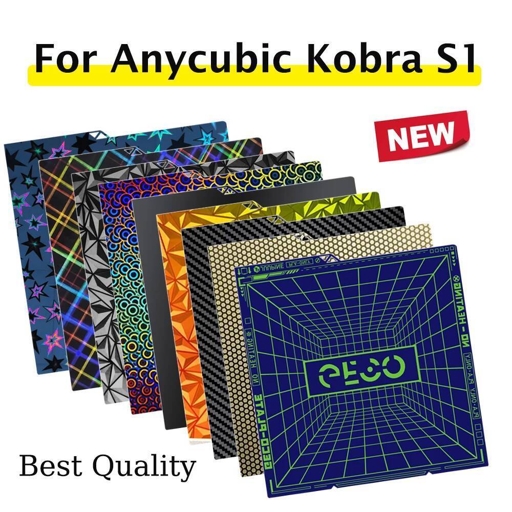 Kobra S1 Anycubic สร้างแผ่น S1C เตียงพื้นผิวเรียบ Kobra S1 Heatbed Strong Adhesion PEO PET Pei คุณภา