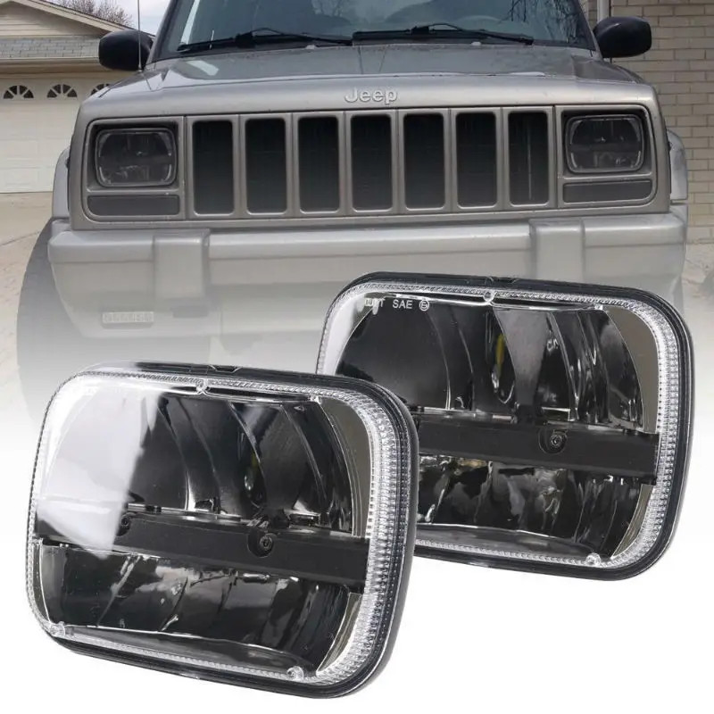1PC/2PCS 7x6'' 5X7" 105W Square LED Headlight Hi Low Projector for Jeep Wrangler YJ 1987-1995 XJ Ch