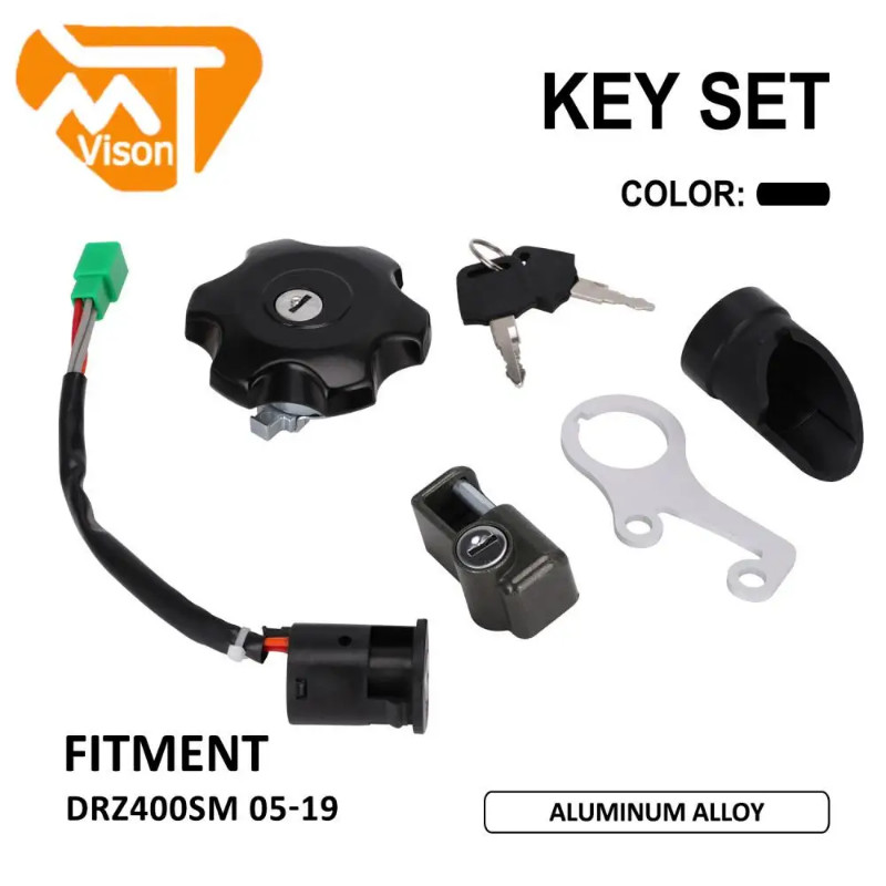 Motorcycle Aluminum Ignition Key Switch Gas Cap Helmet Lock Set For Suzuki DRZ400SM 05 06 07 08 09
