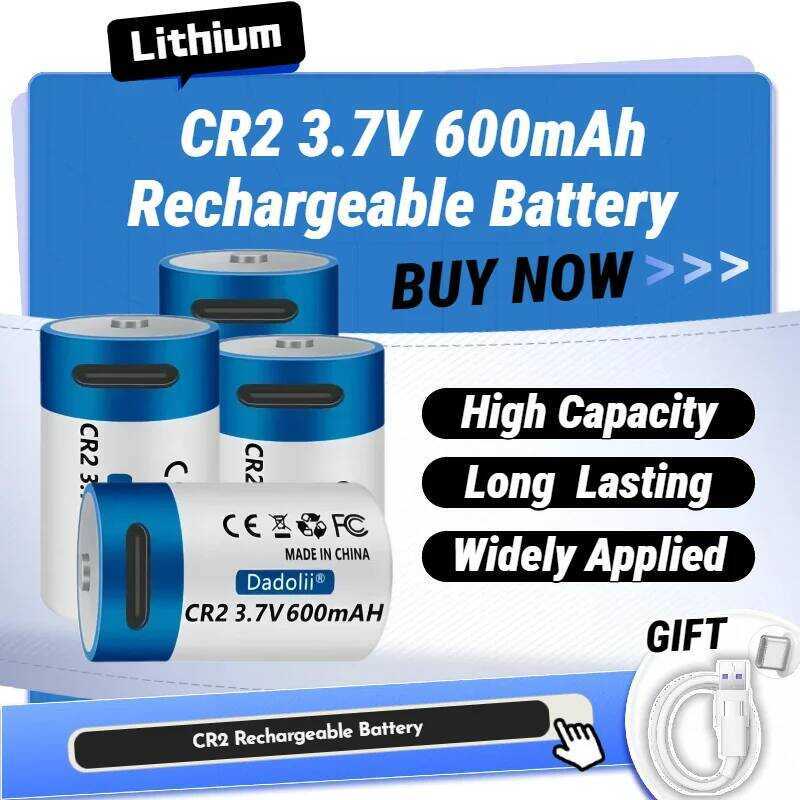 C 3.7V Cr2 600Mah Rechargeable Li-Ion Battery With USB Cable High Capacity For Digital Camera GPS S