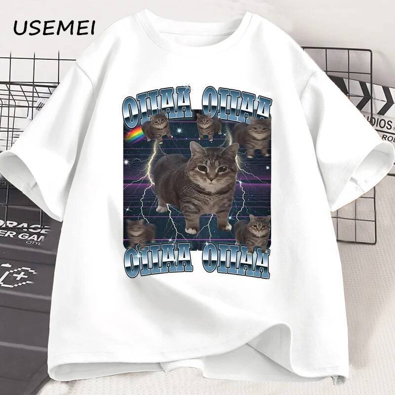 ตลก Viral Oia Cat Meme กราฟิก T เสื้อสําหรับผู้ชายผู้หญิง Silly Cat เสื้อยืด Oiiaa Cat Unhinged T เส