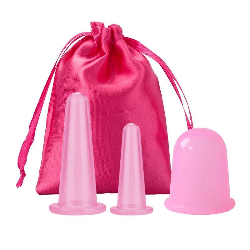 3PC Silicone Vacuum Suction Cup Massager Body Facial Suction Cup Massage Suction Cup Anti-cellulite
