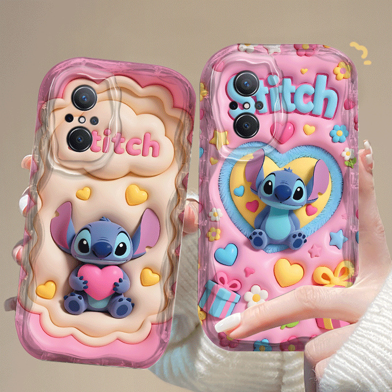 ปลอกสําหรับOPPO A57 A77S A76 A36 A77 A74 A95 Narzo 50 45Gน่ารักStitchการ์ตูน 2Dซิลิโคนอ่อนนุ่มTPUกัน