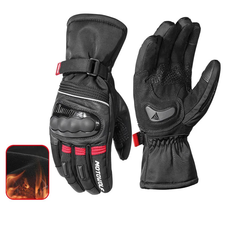 Motowolf Winter Motorcycle Thermal Gloves Men Waterproof Biker Gloves Fleece Windproof Motocross Gl