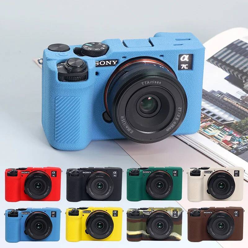 กล้องซิลิโคนอ่อนนุ่มสําหรับ Sony A7C2 A7CII A7CR กล้องป้องกันกล้อง A7C ฟิล์มป้องกันแก้วทนทาน Anti-Sl