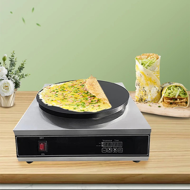 Digital Display Pancake Maker Machine Circle French Crepes Making Machine 42cm Baking Frying Machin