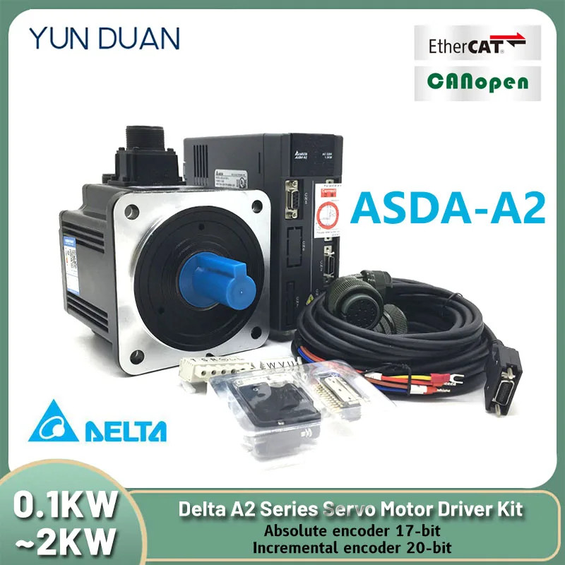 A2 Delta Servo Motor Driver Kit AC 220V 100W-2KW 40-180mm ASD-A2-0421-L+ECMA-C10604RS ECMA-C10807RS