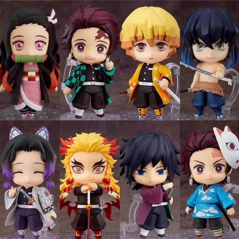 C 10Cm Demon Slayer Q-Version Nendoroid Action Figure Model Kamado Tanjirou Nezuko Inosuke Zenitsu