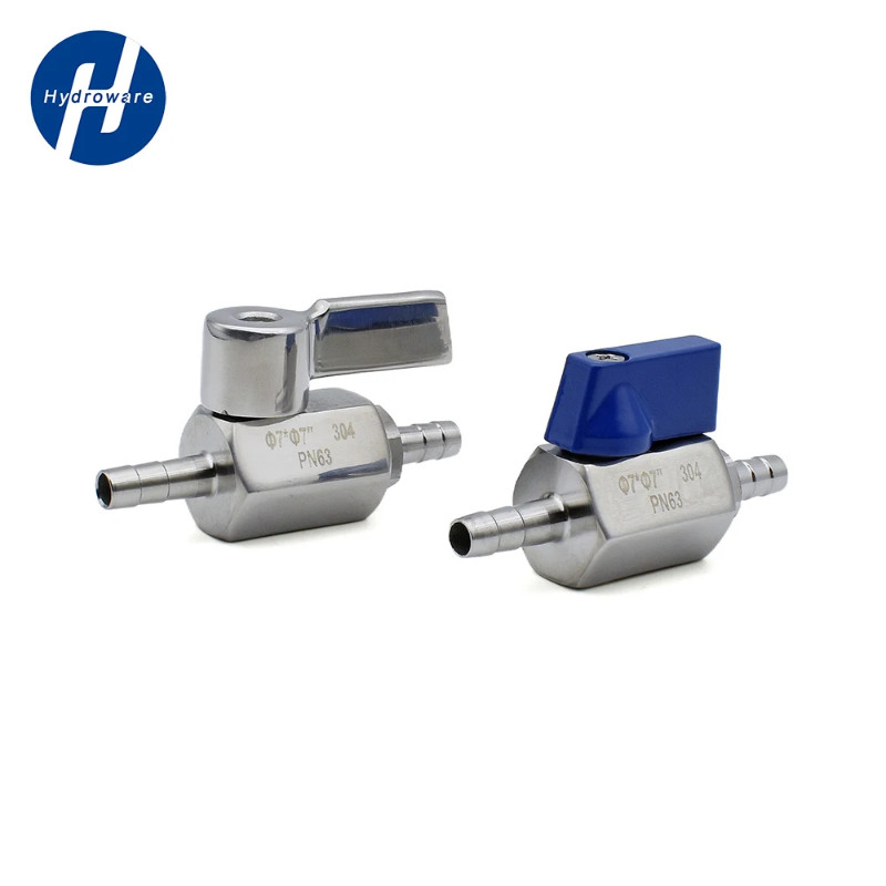 7mm 8mm 10mm 12mm 304 Sanitary Stainless Steel 2 Way Mini Ball Valve Pagoda Adapter as Water Oil Ho