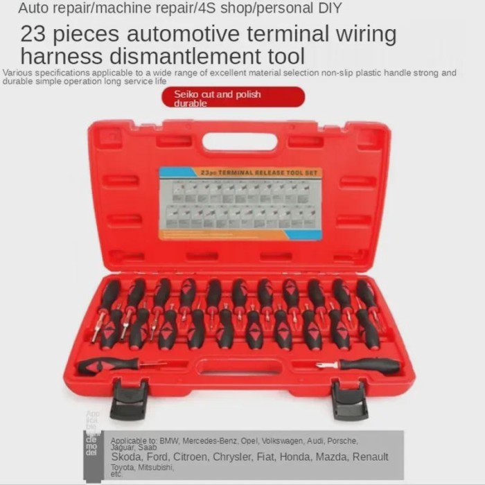 23pcs Car Terminal Wiring Harness Disconnect Tool Remover Line Disassembly Plug Unlock  Needle Ejec