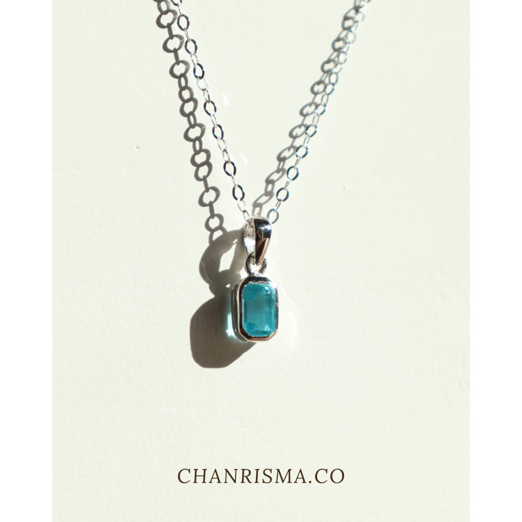 Chanrisma.Co - Multi-Gem Pendant Necklace สร้อยคอเงินชุบด้วยทองคำขาว | Sterling Silver  Unisex App