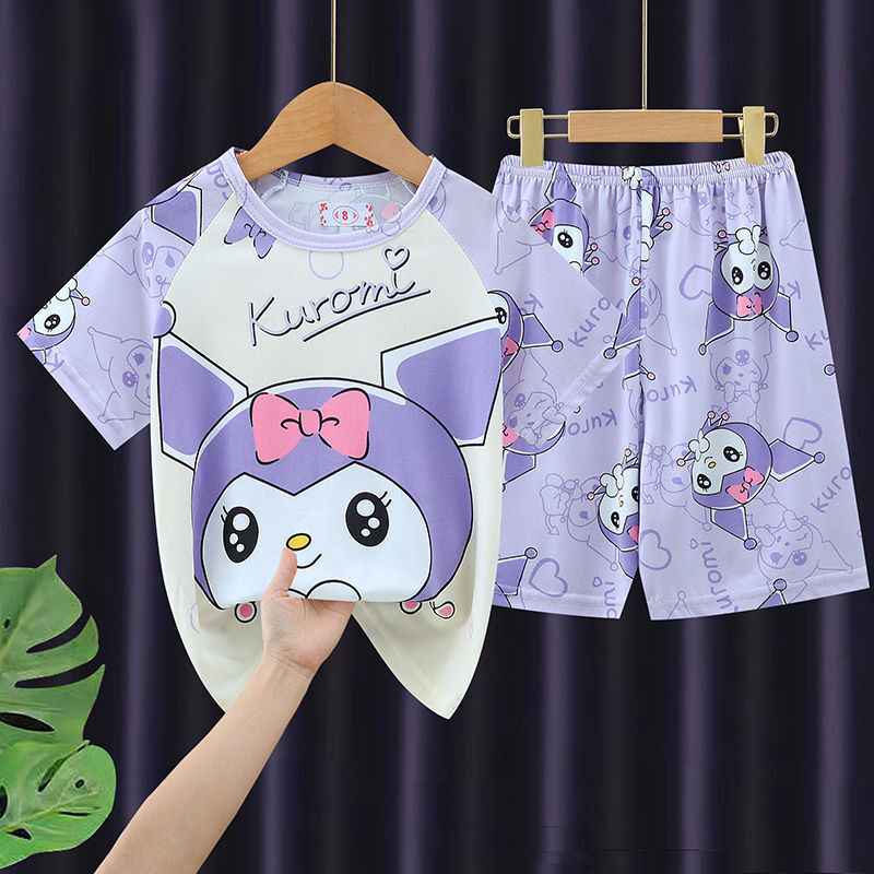Flash Sale! เสื้อแขนสั้นคอกลมลายคนอวกาศสำหรับเด็กหญิง อายุ 5-6 ปี ชุดนอนสไตล์ลุยจ์เว어
