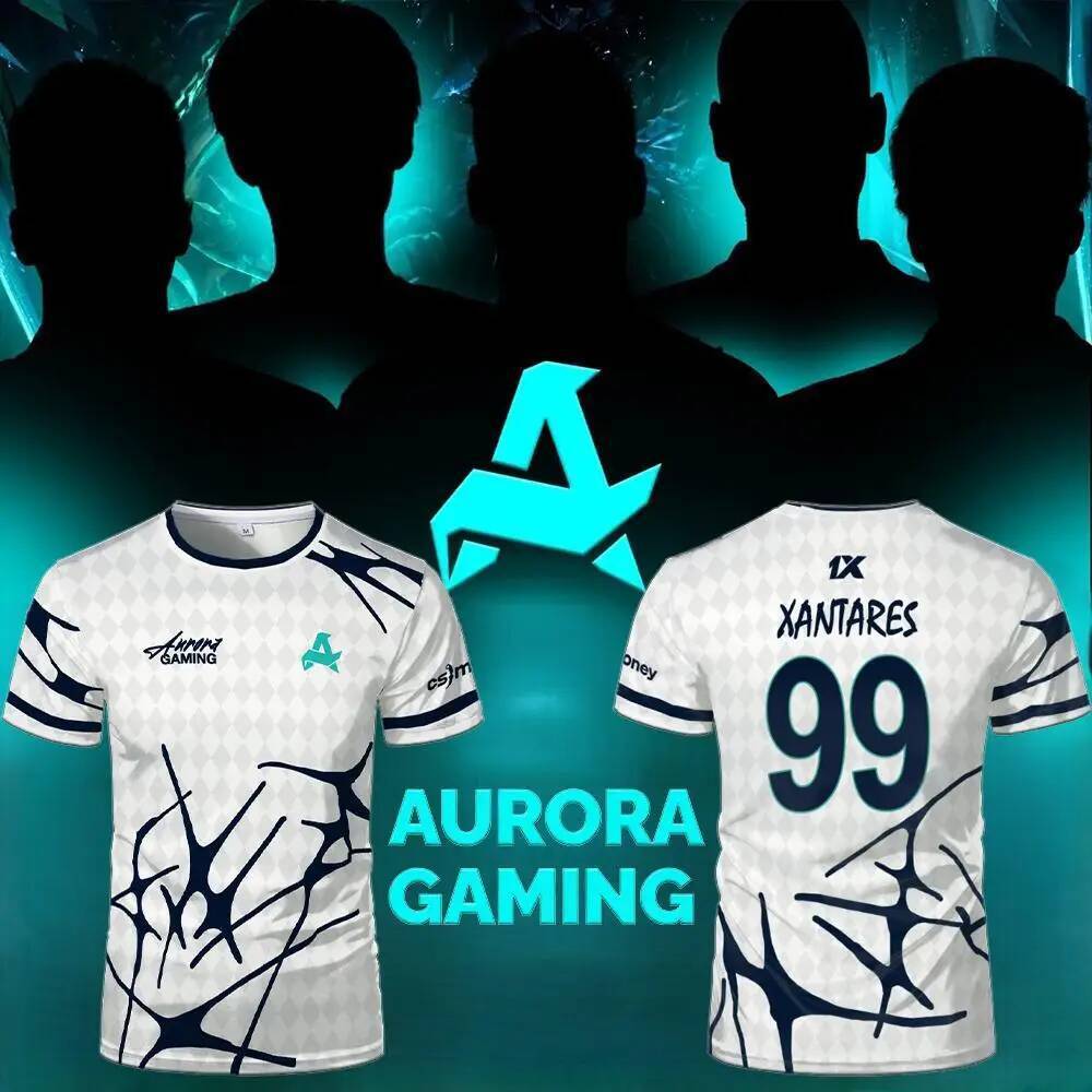 Esports ทีม Aurora Gaming Jersey เสื้อยืด XANTARES 99 CS2 Pro League Player การฝึกอบรมชุดผู้ชายผู้หญ