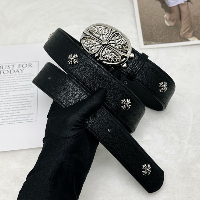 Chrome*Hearts Cross Belt เข็มขัดกางเกงสําหรับบุรุษและสตรีเข็มขัด Retro ส่วนบุคคล