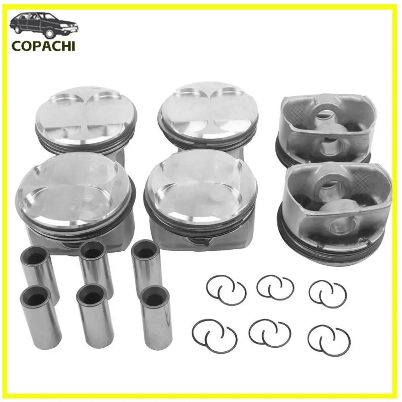 6pcs Pistons & Rings Set 10.7:1 11 25 7 558 528 11 25 7 559 434 For BMW E90 E60 E83 128i 328i 528i
