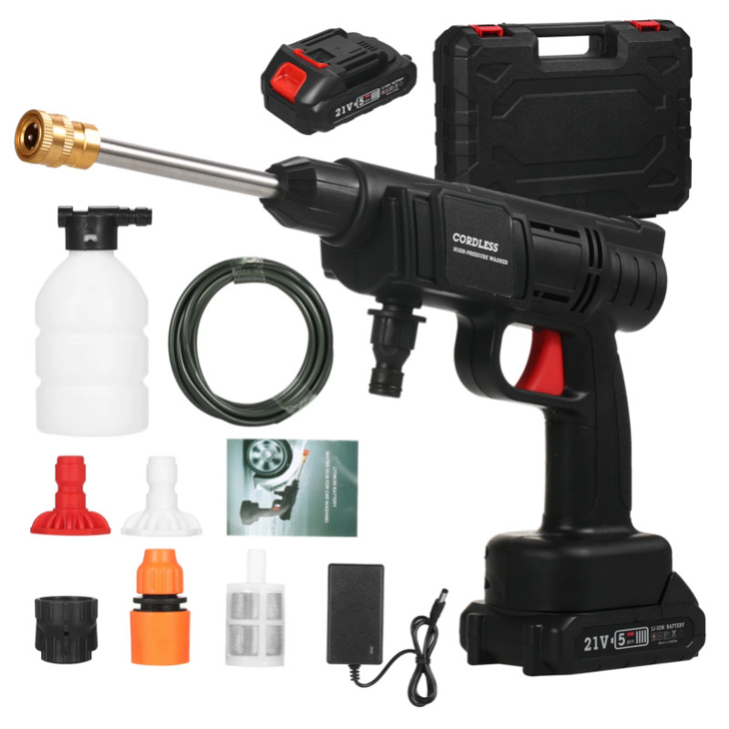 21V 24.5Bar Cordless High Pressure Car Wash Washer Gun 1500mAh Water Gun Spray Cleaner Portable Han