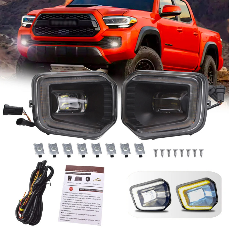 Fog Lights LED Front Bumper Lamps For 2016-2023 Toyota Tacoma SR SR5 with DRL