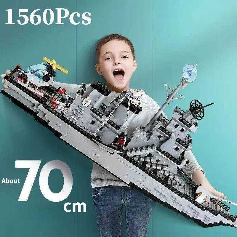 C Huge Size 1560Pcs Navy War Ship Army Ship Model Warship 6 In 1 Multi- Combination Building Bloc T
