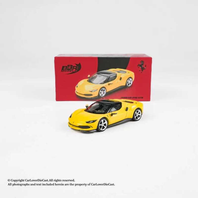 BBR 1: 64 Ferrari 296 GTB โมเดลรถโลหะผสมสีเหลือง