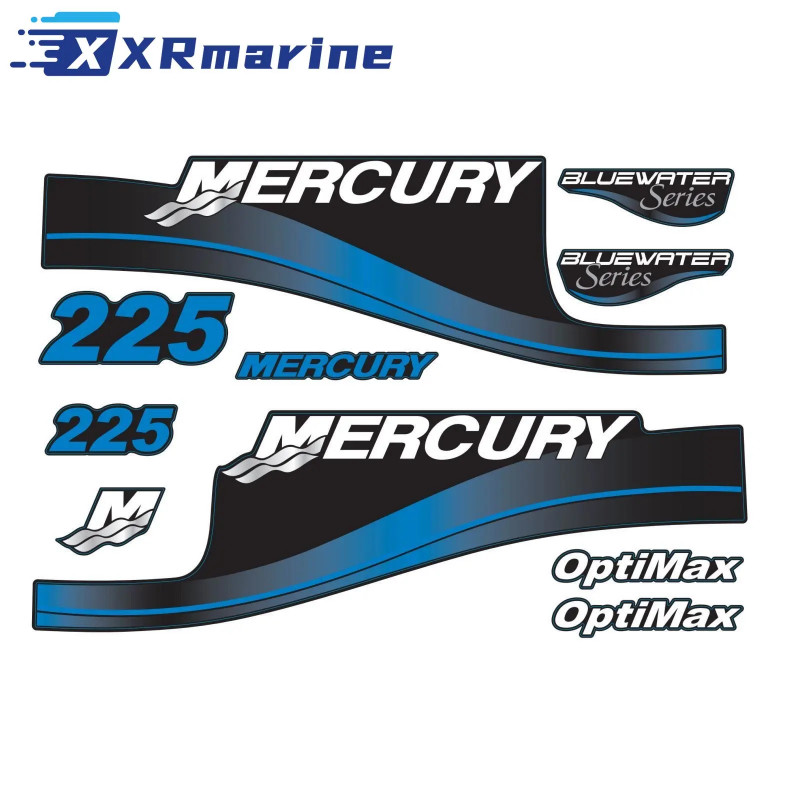855408A99 BLUEWATER Series Decals Sticker Set for Mercury Outboard Stickers 225 HP OptiMax Blue Wat