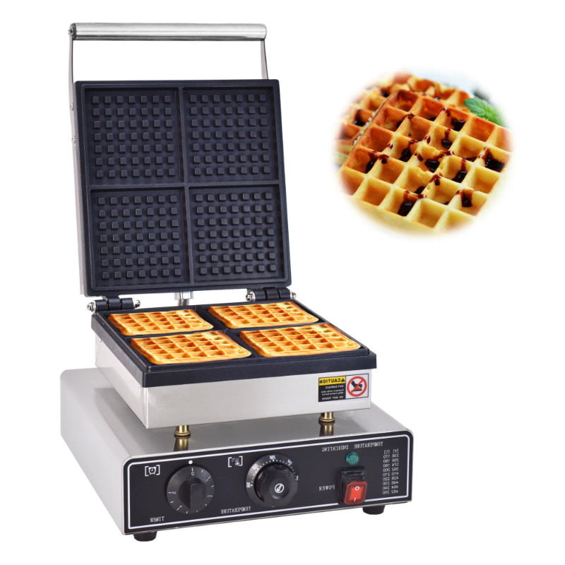 4Pcs Square Waffle Maker Machine Electric Stainless Steel Cake Maker Bread Toaster Snack Equipment
