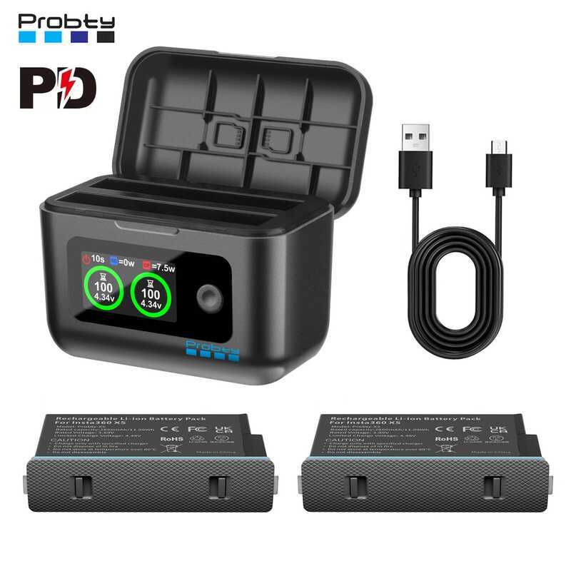C 2850Mah For Insta360 X5 Replacement Battery / Fast Charger Box For Insta 360 X5 Action Camera Acc