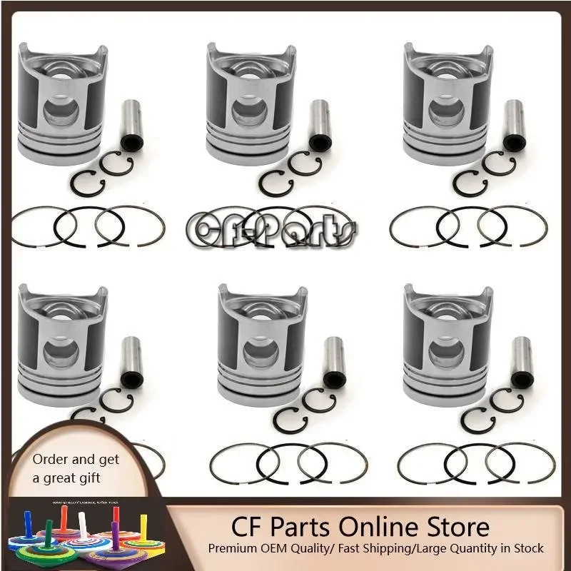 New 6 Sets STD Piston Kit With Ring 23411-83411 Fit For Hyundai D6AC Engine 130MM