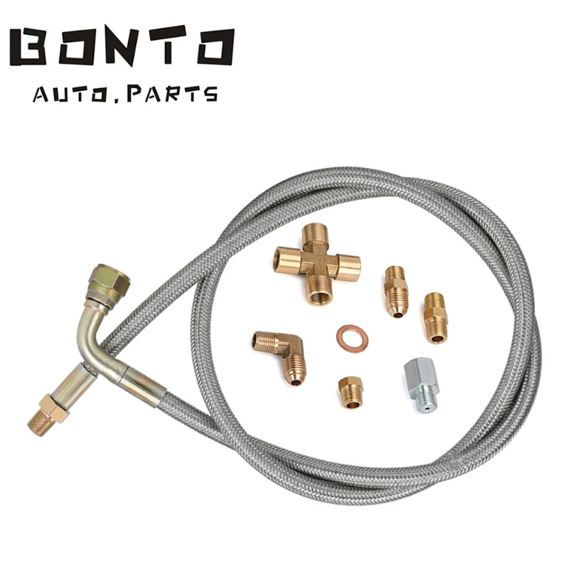 BONTO 36''1/8 NPT Oil Feed Line 4AN Oil Return Line Kit For T3 T4 T04E T70 T66 T67 Gt35 Gt45 Oil Co