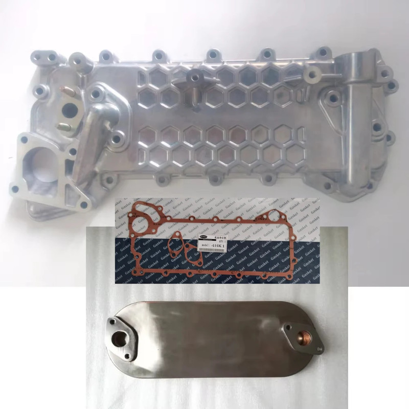 Engine Oil Cooler Cover Oil Cooler Core With Gaskets For ISUZU NPR NPR-HD NQR NRR 4HK1 4HE1 4.8L 5.