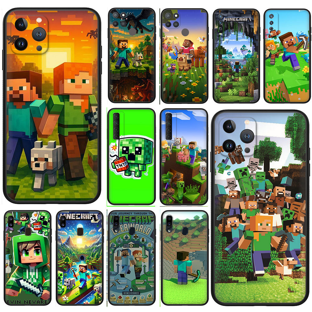 พร้อมสต็อก Samsung Galaxy A01 A6 A6Plus A7 A8 A8Plus A9 2018 5L6E Minecraft เคสโทรศัพท์