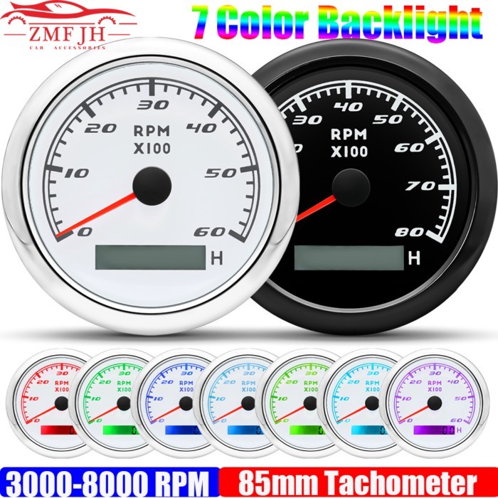 Customized Waterproof Auto Car 85MM Tachometer 7 Color LED 3000/4000/7000/8000 RPM Tachometer for U