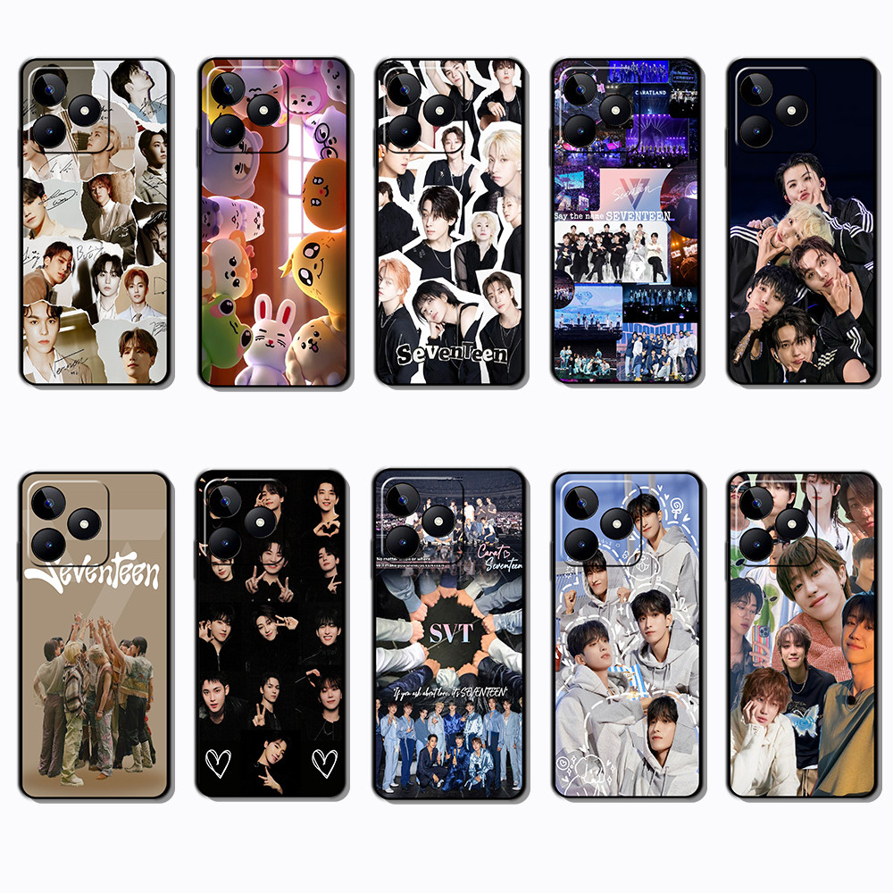 Realme C51S C67 C68 C63 C61 P1 Note 50 SEVENTEEN เคสโทรศัพท์ TPU ขอบสีดํา | ยืดหยุ่น กันกระแทก & ไม่