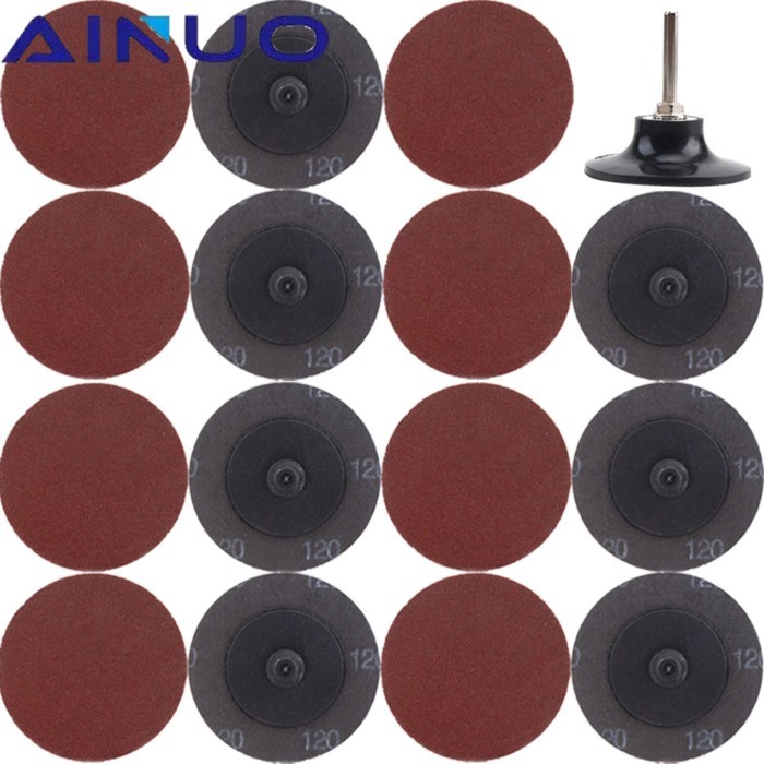 40Pcs 3" Sanding Disc Roll Lock R-Type Sandpaper Abrasive Disc Polishing Cleaning Tool with 1/4" Sh