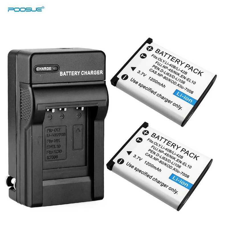 C 2Pcs Li-40B Battery Li 40B 42B+Dual Charger For Olympus Li-42B Np-45 ,For Nikon En-El10 D-Li63 D-