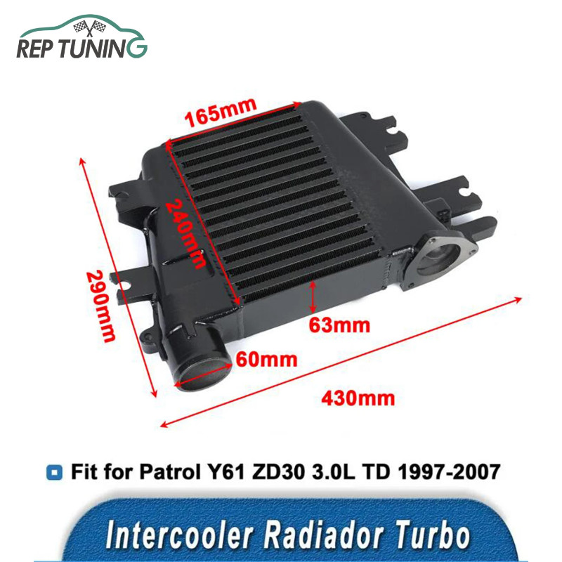 Nissan Intercooler Radiator Turbo Fit for Nissan Patrol Y61 ZD30 3.0L TD 1997-2007 Top Mount Alumin