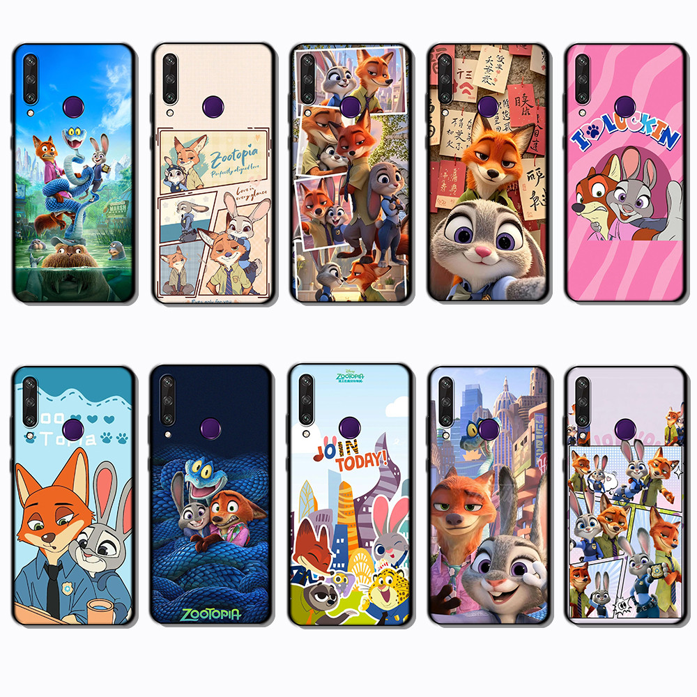 สําหรับ Huawei Y6P Y7A Y8P Y9A Y5 Y6 Prime H12 Zootopia 2 Sleek Black Border TPU Case | ดีไซน์มินิมอ