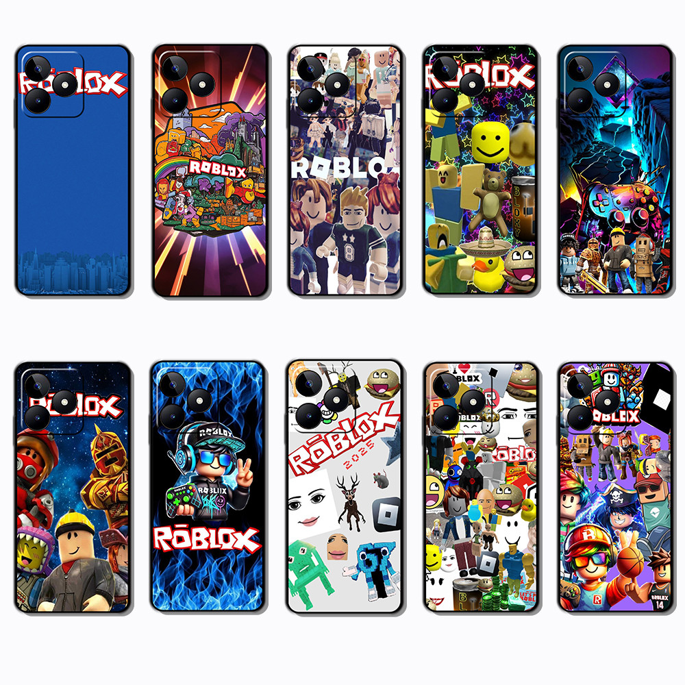 Realme C51S C67 C68 C63 C61 P1 หมายเหตุ 50 Roblox เคสโทรศัพท์ TPU ขอบสีดํา | ยืดหยุ่น กันกระแทก & ไม