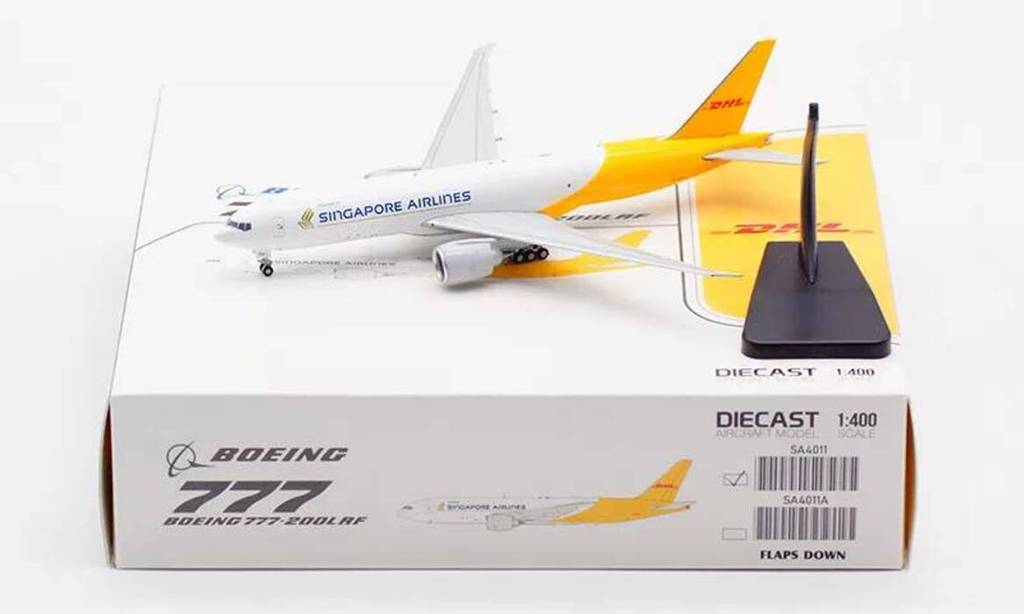 JC Wing 1: 400 สายการบินสิงคโปร์ DHL B777-200LRF 9V-DHA Alloy Airliner รุ่น