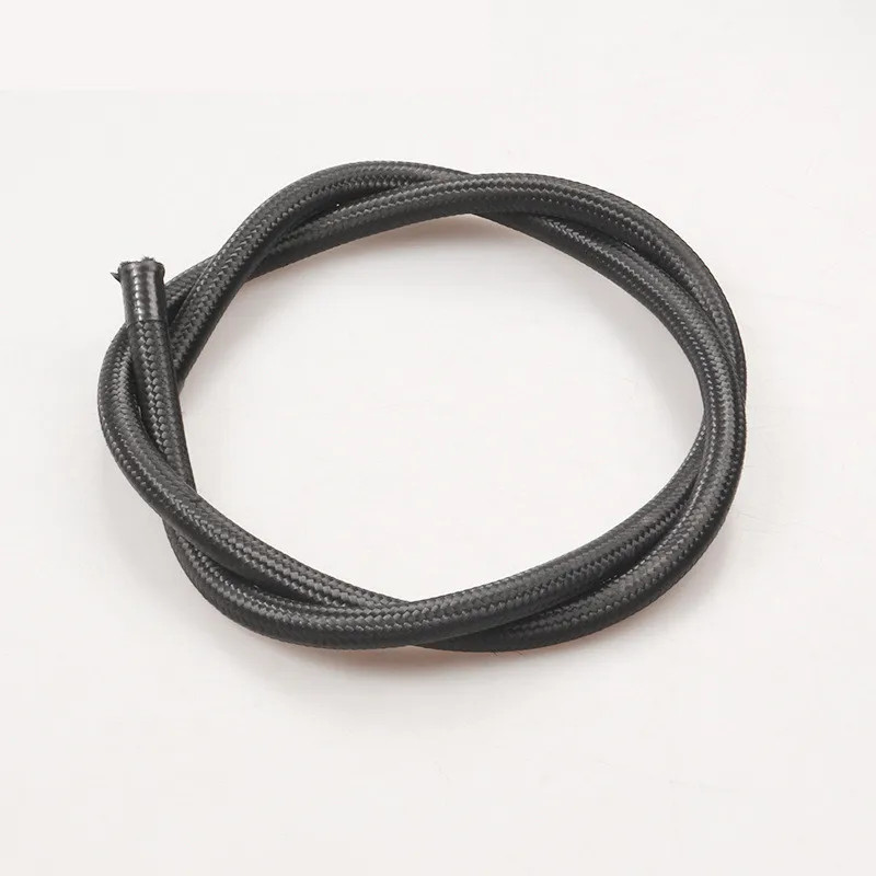 Black Fuel Hose Oil Gas Line AN4-AN6-AN8-AN10-AN12 Nylon/Stainless Steel Braided 1 meter