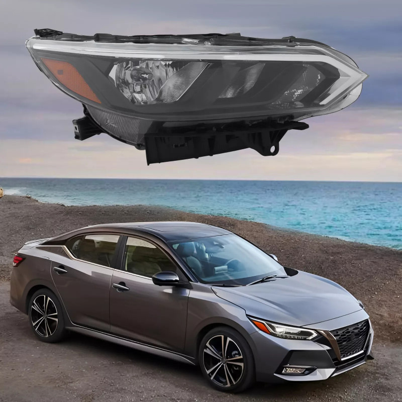 Halogen Headlights Assembly For 2024-2025 NISSAN SENTRA S/SV 4 Pins Front Headlamps w/o Bulbs
