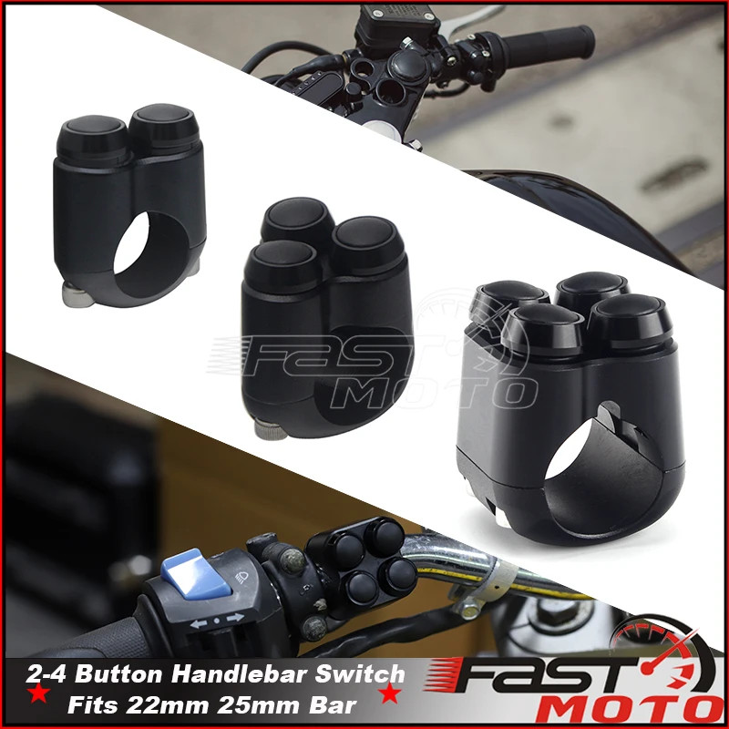 25mm 22mm Motorcycle Handlebar Switch M-Unit Horn Lights Starter 4-Button Momentary Switch for Harl