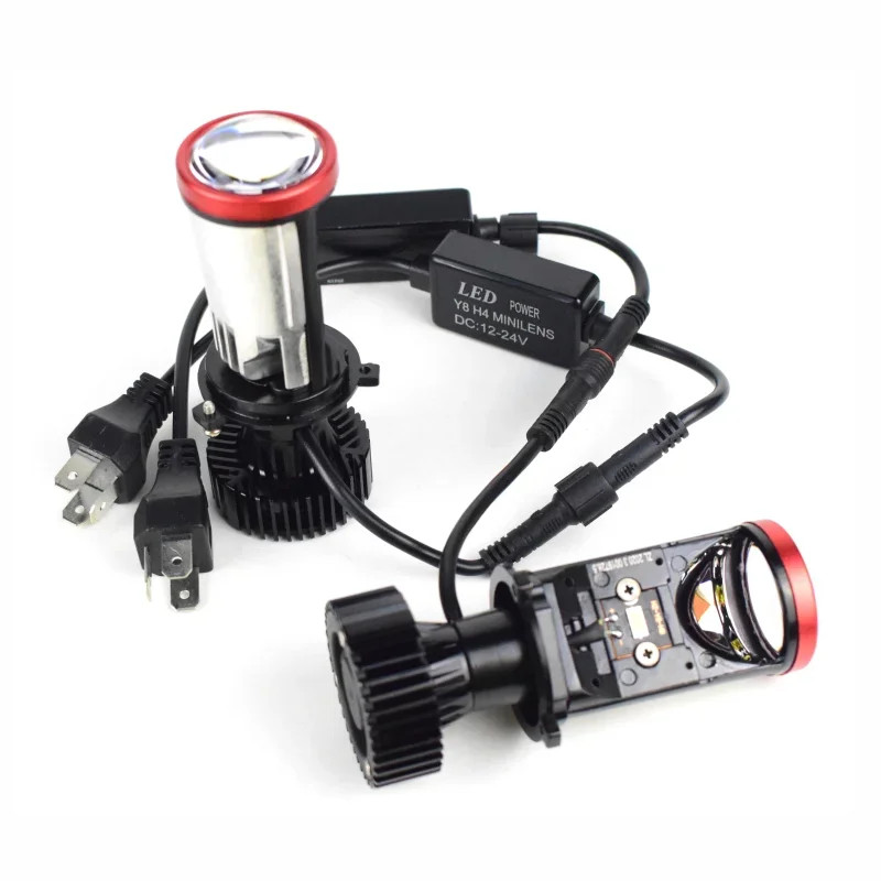 Y8 H4 LED Headlights Auto H4 LED Lights Mini Projector Lens 6000K Super Bright 22000LM High Low Bea