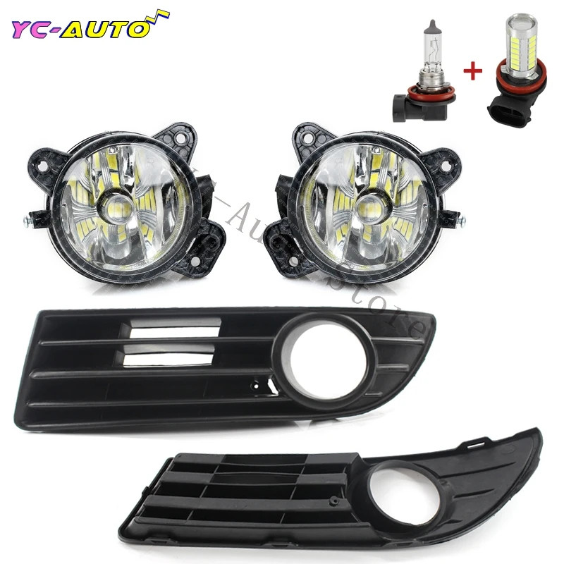 1pair Car Front Halogen LED Fog Lamp Fog Light + wire + Frame cover For VW Polo GTI 9N3 MK4 2005 20