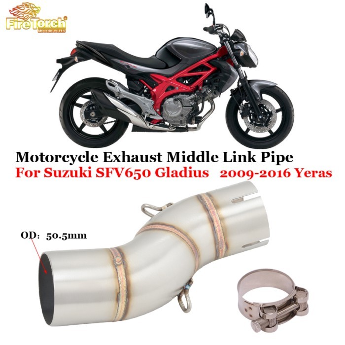 Slip On For Suzuki SFV650 SFV 650 Gladius 2009 - 2016 SFV-650 Motorcycle Exhaust Middle Link Pipe C