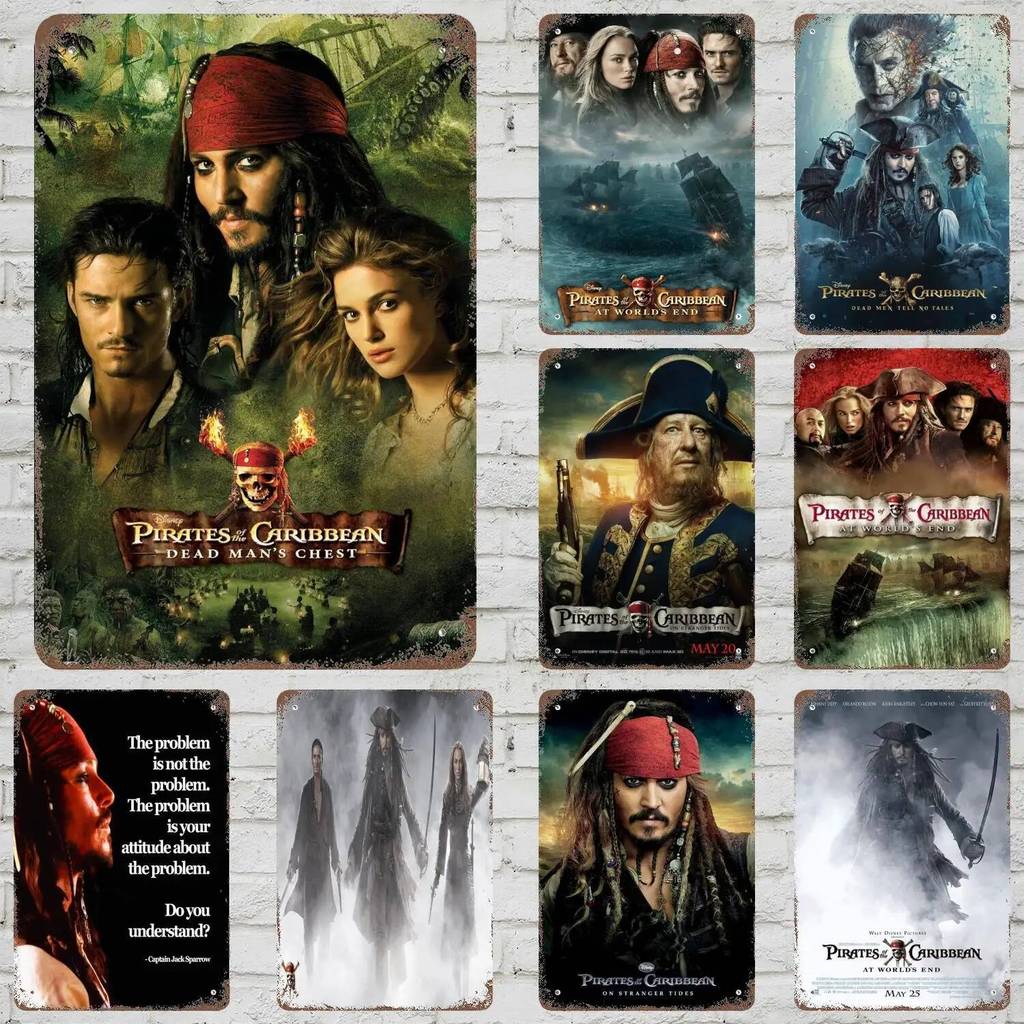 Pirates of the Caribbean Vintage Metal Tin Signs Poster Decor Retro Metal Plaque Wall Art Decor สําห