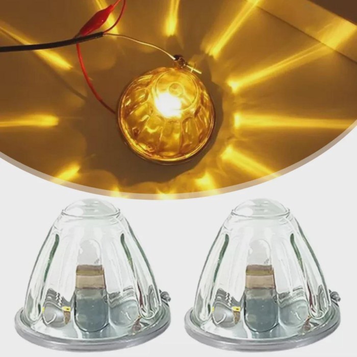 1 Pair Amber Watermelon Light Glass Kit Clear Lens With 1156 LED Bulb Incandescent Lamp For Truck C